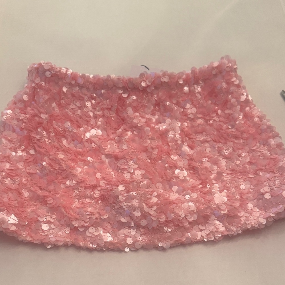 Pink Sequin Mini Skirt